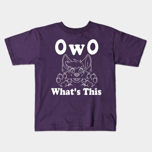 OwO Whats this cute fursuit furry dog saying Kids T-Shirt by Surfer Dave Designs